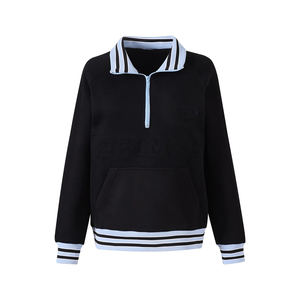 Sudadera de Forro Polar Premium con Cierre de Cremallera en la Cintura, Color Negro, de Spelman College |   Sudadera de Invierno para Mujer, Cuello Redondo, Forrada, 360g, Estilo Moderno - Product Image 1