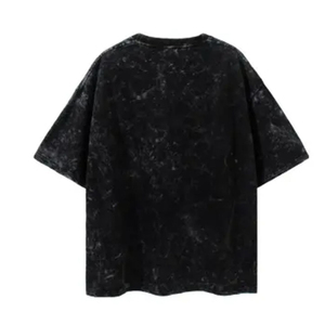 2023 hecho a medida última moda 100% algodón franela precio barato hombres Oversize ácido lavado negro Camiseta con cuello redondo - Product Image 2
