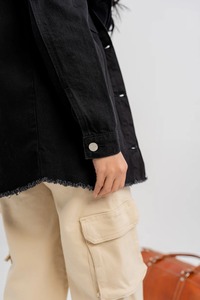 Vente en gros manteaux et vestes en jean grande taille pour femmes hiver personnalisé 2025 vestes en jean boutonnées à la mode - Product Image 6