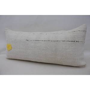 Oreiller de traversin lavable amovible et antidérapant en laine blanche brodée de style floral vintage Kantha 16x36 pouces tissé - Product Image 4