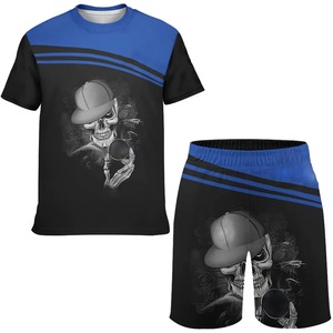 Out Fit hommes court et t-shirt ensemble Street Wear entraînement sublimé correspondant ensemble coton respirant été T-shirt et short ensemble - Product Image 1