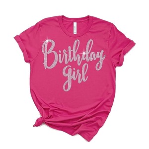 OEM personalizado Unisex 100% algodón camisetas cumpleaños niña strass embellecido eslogan transferencia camisetas tejidas de gran tamaño - Product Image 2