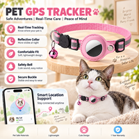 Collier pour chat avec support AirTag, sangle de cou réfléchissante pour animaux de compagnie, en nylon réglable, style détachable pour intérieur et extérieur