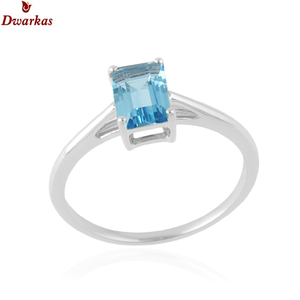 แหวนพลอยโทแพซสีฟ้าเงินสเตอร์ลิง925สำหรับผู้หญิงเครื่องประดับผู้ชาย - Product Image 1