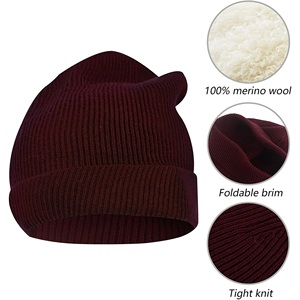 Bonnet en laine mélangée doux pour l'hiver Bonnet en tricot extensible avec logo personnalisé pour adultes Bonnets d'hiver à la mode - Product Image 3