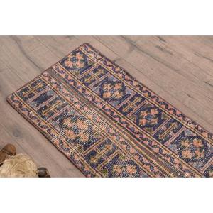 Alfombra de 1.4x2.8 pies, Alfombra Turca Vintage, Alfombra de Lana Azul Ombré - Product Image 5