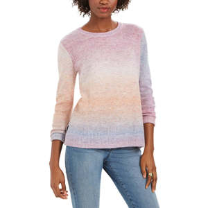 Maglione Casual da Donna Style Co in Seta Sfumata Viola, Taglia Piccola, Traspirante e Leggero per Autunno Inverno, con Decorazioni Applicate sul Davanti - Product Image 1