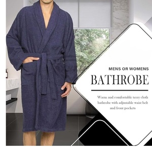 Peignoir élégant en coton doux avec texture pop-corn léger et durable pour les hôtels, les salons de spa et les vêtements de nuit pour hommes - Product Image 3