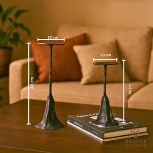 Juego de 2 candelabros cónicos martillados negros Decoración de mesa rústica texturizada - Product Image 2