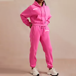 Venta caliente transpirable peso pesado pulóver algodón gimnasio correr gran tamaño Sudadera con capucha pantalones de chándal mujeres chándal conjunto de chándal - Product Image 1