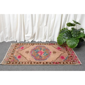 Vintage marrón Rosa 1,8X3,7 pies área grande alfombra turca lana algas marinas Material látex abstracto Rectangular pasillo diseño habitación alfombra - Product Image 2