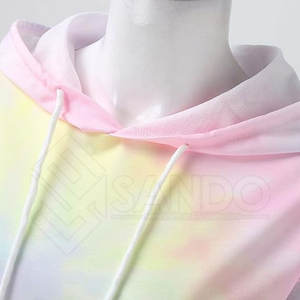 Meilleure qualité 100% coton Tie Dye Hoodie pour les femmes Confortable Casual Wear avec col à capuche Solid Pattern - Product Image 5