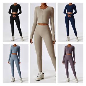 Ensemble de soutien-gorge de sport pour femmes, vêtements de sport, yoga, fitness, entraînement, design à dos croisé, soutien, uni, recyclable, 5 pièces - Product Image 3