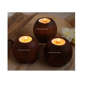 Bougeoir personnalisé de 3 types pour la fête de Noël et d'anniversaire Bougeoir en bois de table à manger fait à la main du fabricant indien SCI - Product Image 1