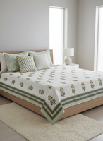 Ensemble de draps et de taies d'oreiller 100% coton |   Imprimé à la main |   Literie de luxe écologique et biologique pour toutes les saisons |   Comptage de fils 300tc |