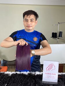 Extensions de cheveux vierges vietnamiennes Remy, lisses, couleur violet, mèches doubles, cheveux humains, cheveux bruts - Product Image 5