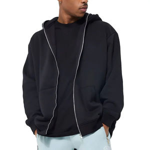 Wholesale Blank Full Zip up Cropped <b>Hoodie</b> Fleece Oversized Heavyweight Winter Zip up <b>Hoodie</b> Custom Puff Printing Zipper <b>Hoodie</b> - Product Image 1