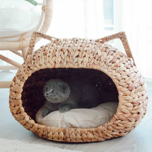 Casas para mascotas ecológicas de jacinto de agua, casa natural para perros y gatos, nido para dormir de mascotas de primera calidad - Product Image 5
