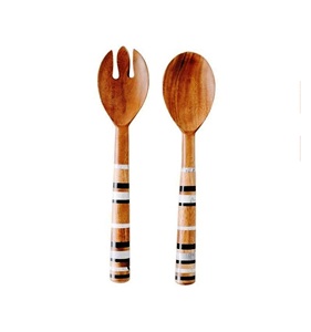 Juego de Servidores de Ensalada de Madera de Acacia Mirha International con 2 Espátulas, Utensilios Hechos a Mano Sostenibles (Tamaño S) - Product Image 3