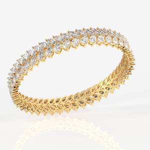 Brazalete de Oro de 14K con Diamantes Moissanite en Corte Pera y Marquesa, Elegantes Pulseras y Brazaletes - Product Image 3