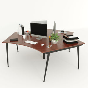 Mesa de Trabajo Contemporánea para 3 Personas, 240x208cm, con Patas Cónicas, Madera de Melamina, Escritorios de Oficina, Muebles para el Hogar y la Oficina - Product Image 1