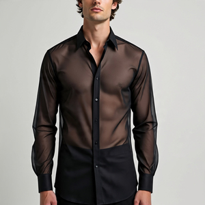 Camiseta de manga corta de malla transparente para hombre, ropa interior de Fitness, ropa de entrenamiento delgada, camisetas transparentes de malla para hombre - Product Image 2