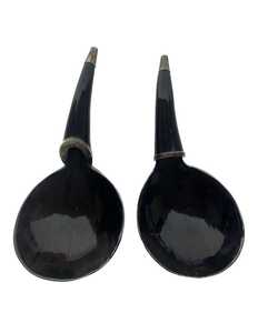 Ensemble de 2 couverts en corne attrayants (cuillère et fourchette) – Design classique écologique avec taille personnalisable pour vaisselle et ustensiles de cuisine - Product Image 4