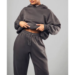 Hot Sale Women's Winter 100% Cotton Tracksuit <b>Set</b> Customizable 2 Piece Solid Long Sleeve Jogger <b>Sweat</b> <b>Set</b> - Product Image 6