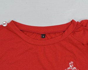 Haute qualité séchage rapide femmes coton T-Shirt respirant col à volants manches courtes imprimé décoration prix de gros - Product Image 4