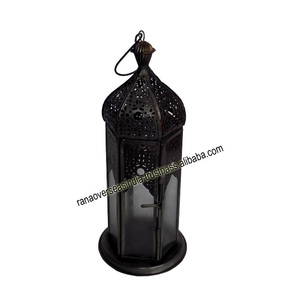 High Quality Hot Sale Decorative Metal & Glass Hanging <b>Lanterns</b> in <b>Black</b> for Indoor Outdoor Use - Product Image 2