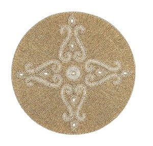 High Quality <b>Beaded</b> Place Mat Home Table Were Use Round Shape Hot Selling Unique Quality Embroidery <b>Beaded</b> <b>Placemat</b> Handmade - Product Image 4