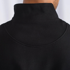 Conception de couleur personnalisée 80% coton 20% polyester recyclé surdimensionné sans ficelle pull-over de sport hommes demi fermeture éclair à capuche pour unisexe - Product Image 3