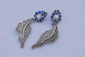 Hot sale latest handmade trending silver look alike brass stone stud earing for girls and women - Product Image 2