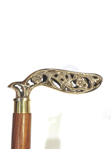 Bastón de latón dorado con mango anhelado a mano, bastón plegable de madera, bastón tallado de latón, mango elegante, bastón negro Vintage para caminar - Product Image 5