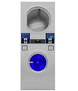 Professional Laundry 16 kg Stack Washer And Dryer Combo Coin/Card Operated Washing Drying Machine for Laundry Shops
