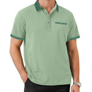 Jersey de manga corta de Golf para hombre personalizable de alta calidad, patrón sólido, poliéster que absorbe la humedad, logotipo frontal de 200g para camisas - Product Image 2