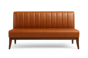 Canapé de <span class=keywords><strong>restaurant</strong></span> moderne en cuir noir avec pieds en bois, sièges rembourrés de qualité commerciale pour cafés, bars et salons - Product Image 4