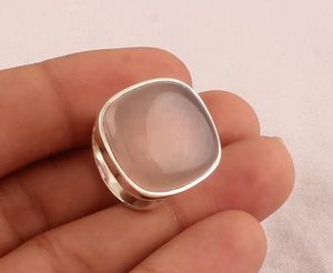 แหวนเงินสเตอร์ลิงแข็งทำด้วยมือทำจาก925แหวนรูปทรงกุหลาบควอตซ์ธรรมชาติสำหรับเป็นของขวัญวันครบรอบของเธอทันสมัย! - Product Image 3