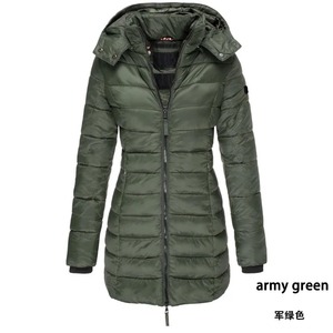 Parkas gruesas y cálidas para mujer, abrigo sólido con cremalleras, chaqueta acolchada informal de manga larga para mujer, abrigo ajustado de longitud media para mujer - Product Image 2