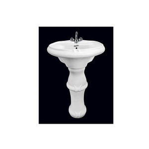 Lavabo de mano de cerámica blanca recién llegado, fregadero de artículos sanitarios de la más alta calidad con pedestal para baño de proveedor indio - Product Image 1