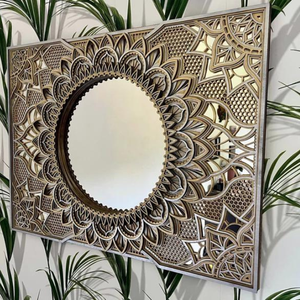 Miroirs décoratifs de beauté Miroir mural pour chambre Cadre en métal Grand verre rond Personnalisé Designer Moderne pour la maison Élégant - Product Image 2