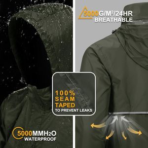 Chaqueta de lluvia de estilo urbano de talla grande personalizada para hombre, chaqueta lavada con capucha recubierta de poliéster y nailon impermeable holgada de otoño con cremallera - Product Image 2