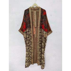 Kimono de seda Vintage Hippie para mujer, albornoz, ropa de dormir, camisón de Sari bohemio, ropa de playa para mujer, Kimono de seda Sexy - Product Image 6