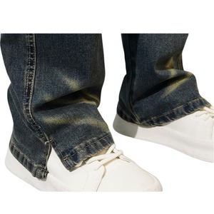 Jeans en denim extensible vintage sur mesure de qualité supérieure pour hommes, style streetwear, style urbain, bouton solide, service disponible - Product Image 5
