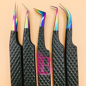 Nouvelles pinces à extensions de cils en acier inoxydable pour cils en vison, avec logo personnalisable, offrant une prise ferme et une poignée lisse - Product Image 2