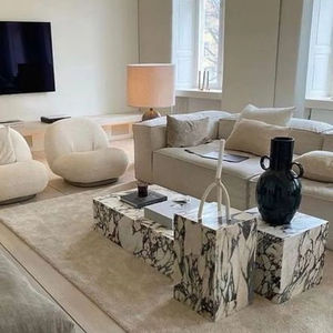 Mesa de cubo de mármol tallada a mano, mesa de mármol gris cebra, mesa de cubo de piedra de mármol - Product Image 6