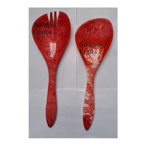 Ensemble de service à salade moderne en résine personnalisé fait à la main ensemble de cuillères à salade en résine cuillère de service fourchette outils de cuisine meilleur vendeur coutellerie - Product Image 1