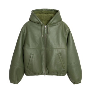 Chaqueta Bomber con Capucha, Forro Polar, 100% Algodón, Verde, Talla Grande, Personalizada, de Lujo, para Hombre, Primavera, Impermeable, Ecológica - Product Image 1