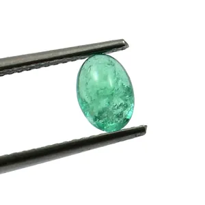 พลอย0.45Cts ทรงไข่มรกตธรรมชาติคุณภาพสูงแซมเบียมรกตสีเขียวมรกตสวยงามขนาด4.2x5.8มม. สำหรับใส่แหวน - Product Image 3