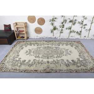 Tapis de 6,1 x 9,8 pieds, grand tapis vintage, tapis oriental beige - Product Image 2